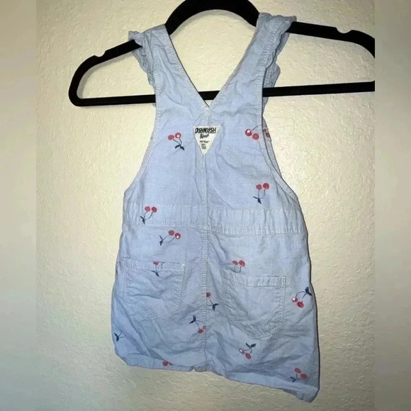 Oshkosh B’Gosh Cherry Print Pale Blue Lightweight Overall Toddler Dress SIZE 3T - Picture 3 of 9